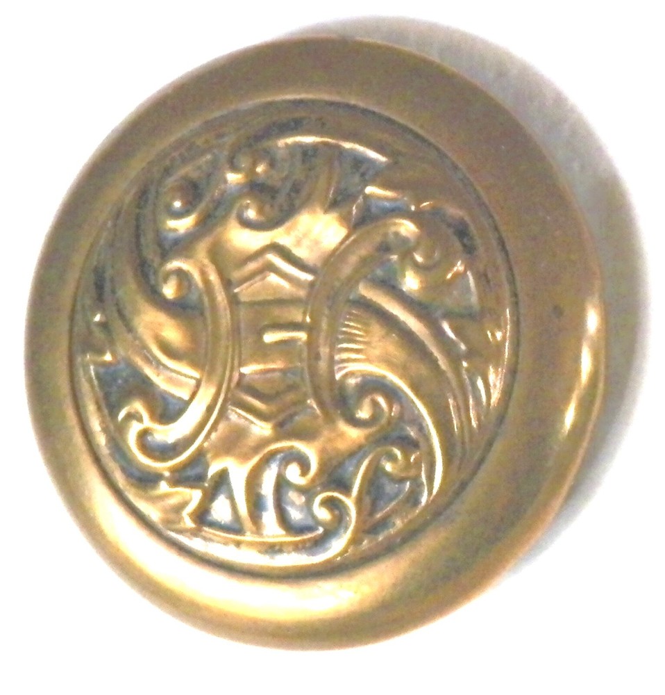 Bb BUCKLE Antique BRASS BUTTON elaborate Large