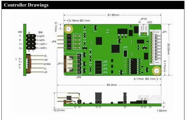 48-B-458-02-KIT - TOUCH CONTROLLER BOARD, USB, RESISTIVE,4,5,8-WIRE