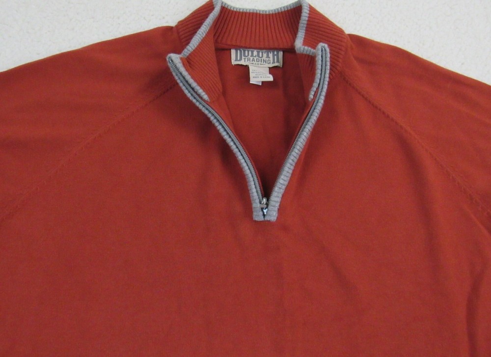 Duluth Trading Sweater Mens Extra Large Quarter Zip Dark Orange Pullover