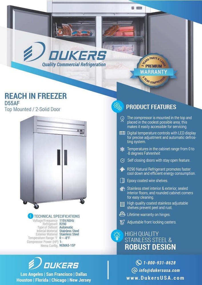 DUKERS D55AF, Top Mount 2-Door FREEZER
