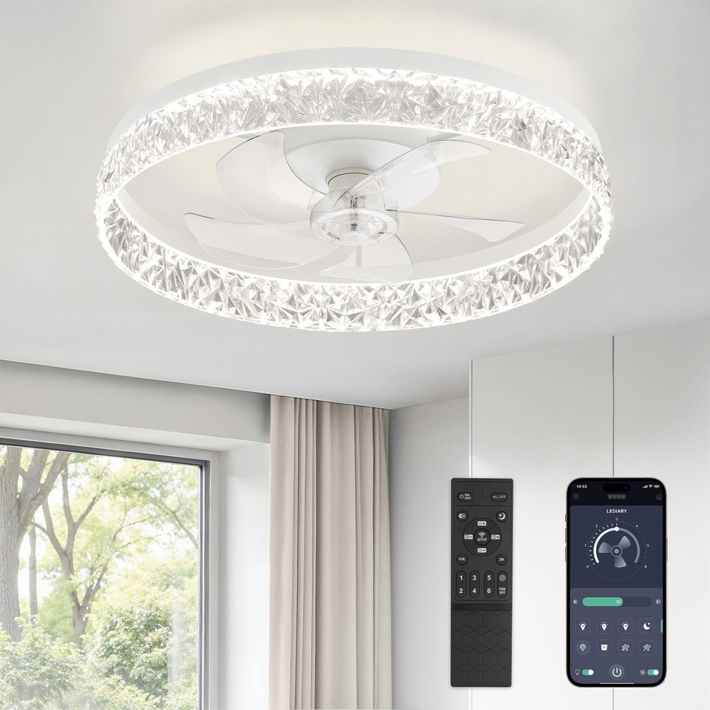 22" Modern Ceiling Fans with Lights and Remote, Dimmable Low Profile Ceiling ...
