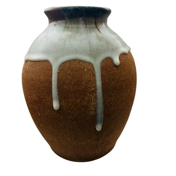 Studio Pottery Drip Glaze Vase