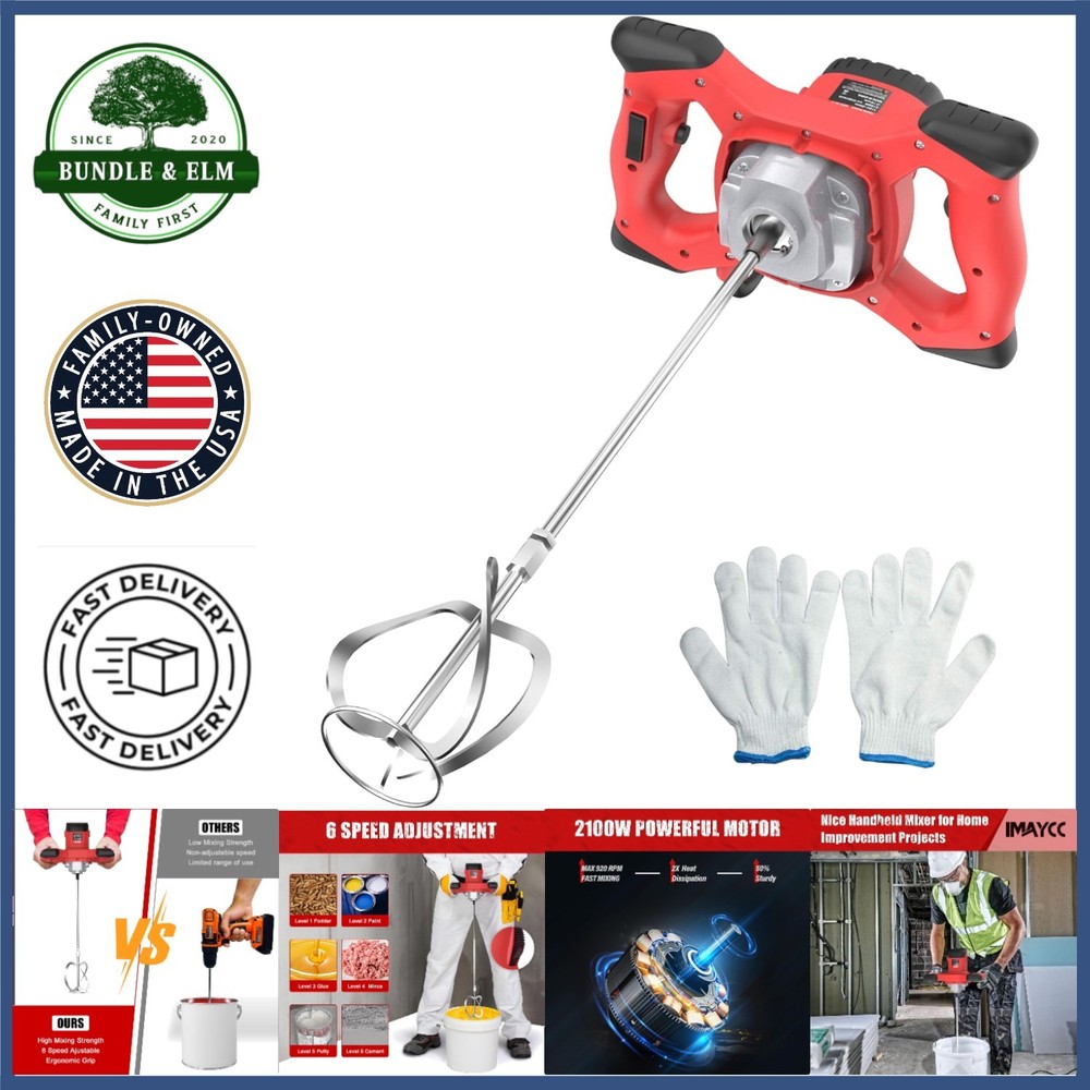 Multi-Functional Cement Mixer Kit with Spare Brushes and Installation Tools