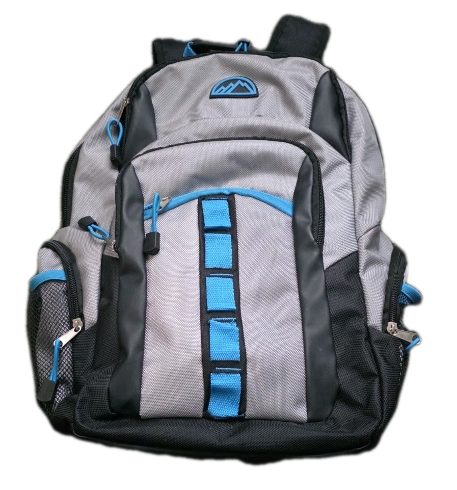 Mountain Edge 19” Padded backpack NWT Black/Grey/Blue 💥Multiple Storage Pockets
