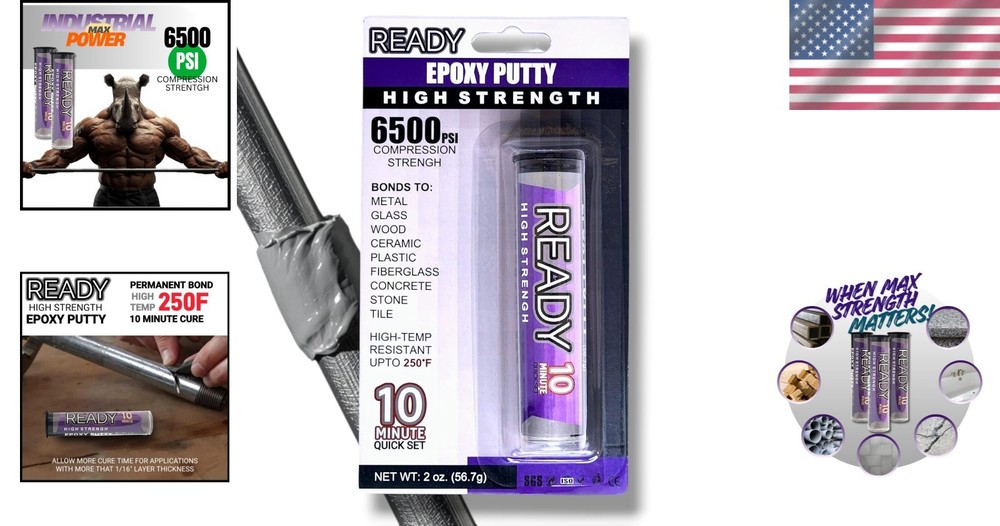 2oz Epoxy Putty with 10-Minute Set Time - Strong, Versatile & Durable