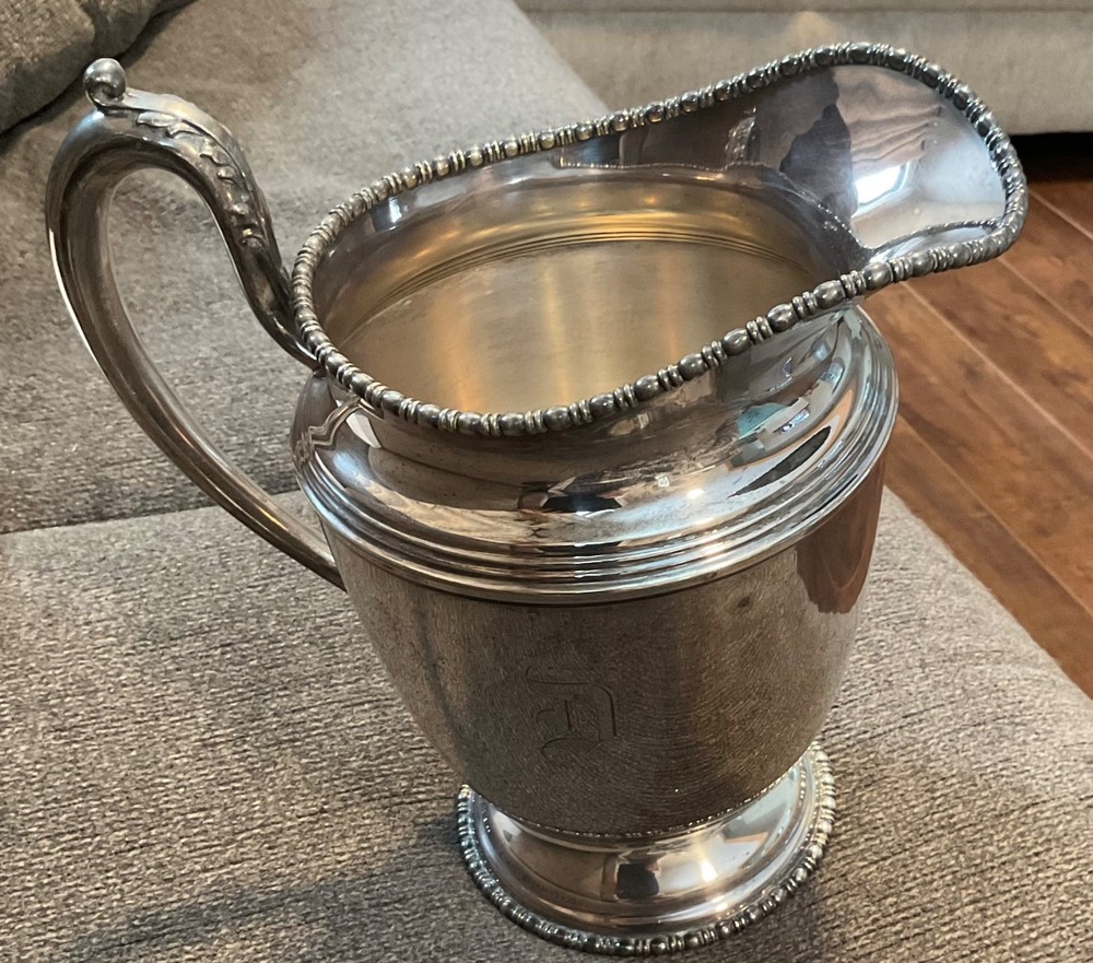 Vintage Marshall Fields Co Silverplated Water Pitcher With Engraved Letter D
