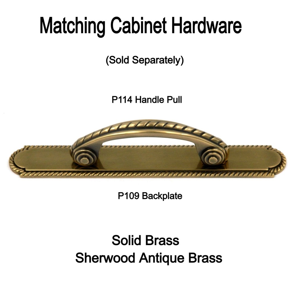 Belwith Sherwood Antique Solid Brass 3"cc Cabinet Handle Pull Backplates P109