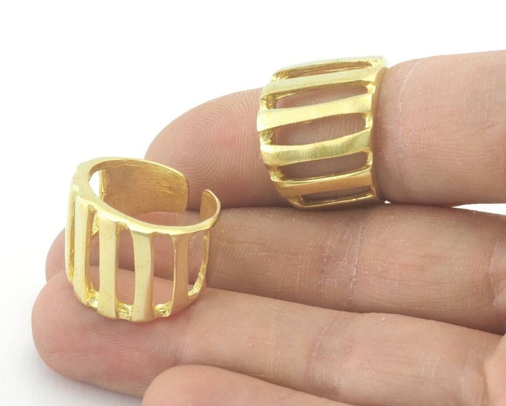 Statement Ring Adjustable Raw brass (7-9US inner size - Adjustable ) 3333 18mm