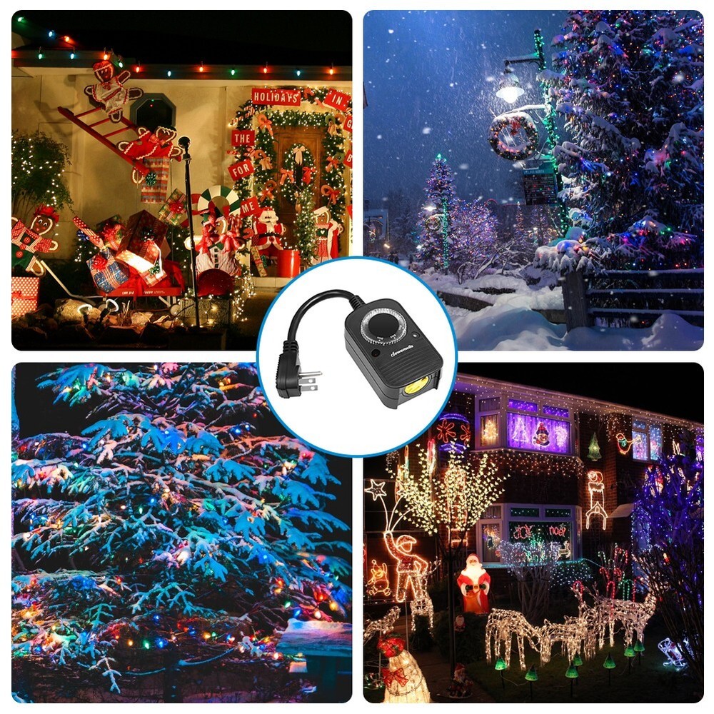 DEWENWILS 2 Pack Light Sensor Countdown Timer Outlets Plug in Outdoor Timer