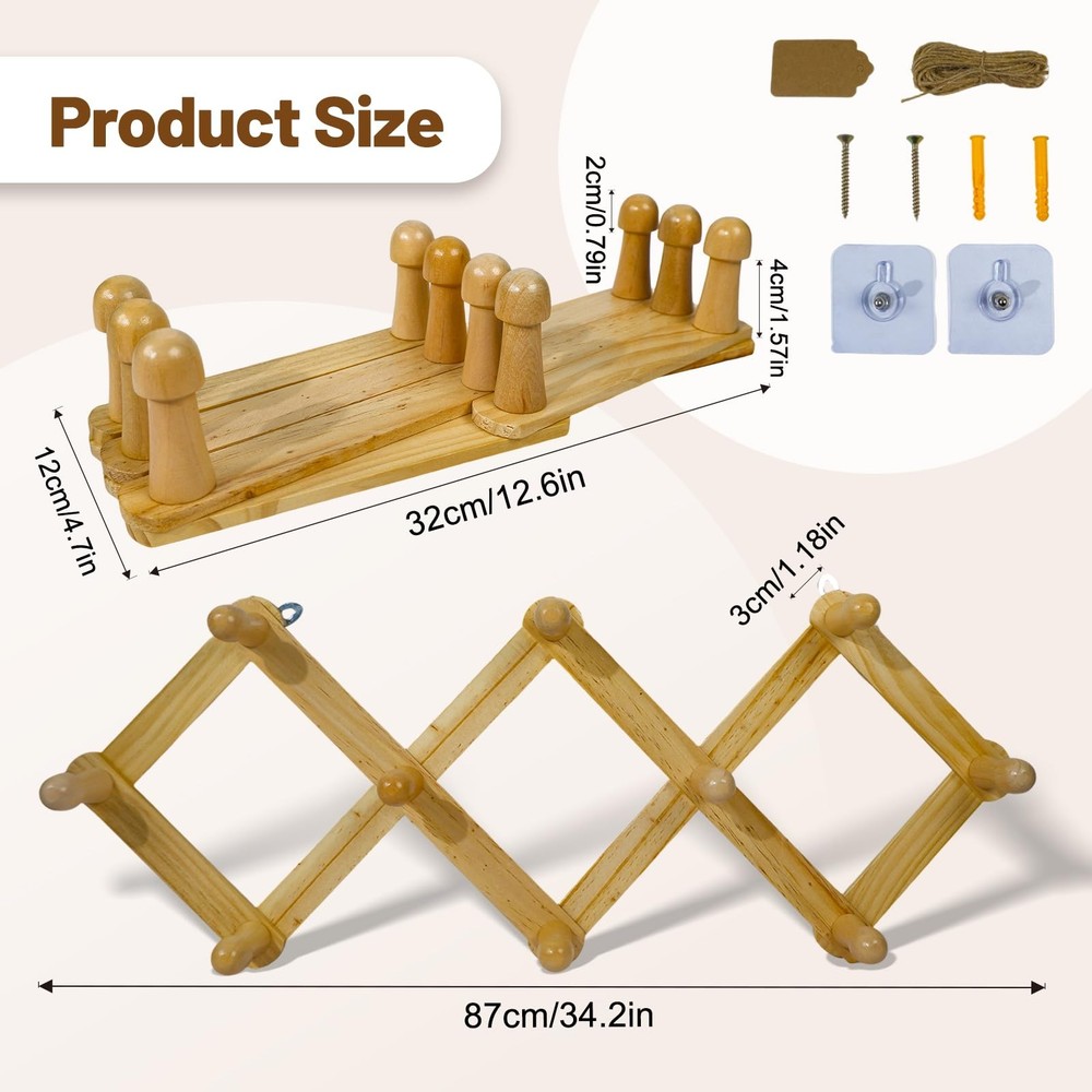 Rustic Adjustable Hanging Herb Drying Rack-Holds 10 Bouquets Space-Saving Her...