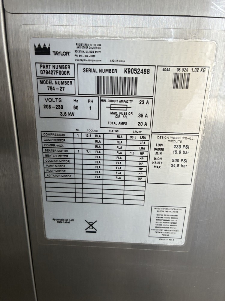 Taylor 794-27 Ice Cream Machine