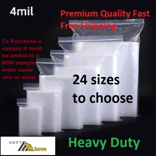 4 Mil Clear Zip Seal Lock Top Reclosable Plastic Jewelry Zipper Bags 4Mil