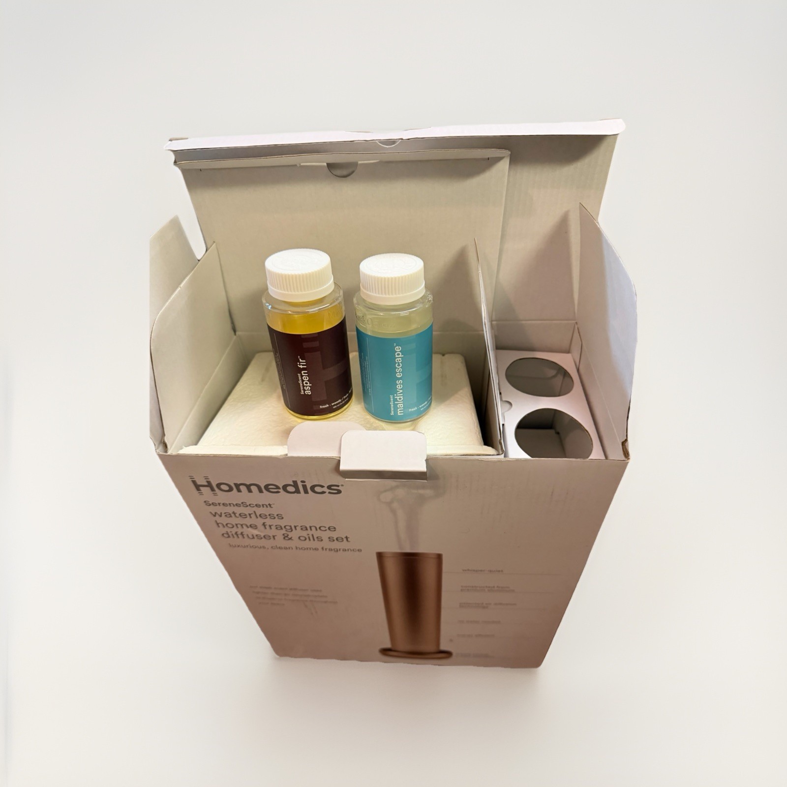 Homedics SereneScent Waterless Fragrance Diffuser + 2 Fragrance Bottles + Remote