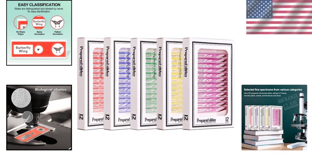 60PCS Prepared Microscope Slides for Kids – Safe & Engaging Science Exploration