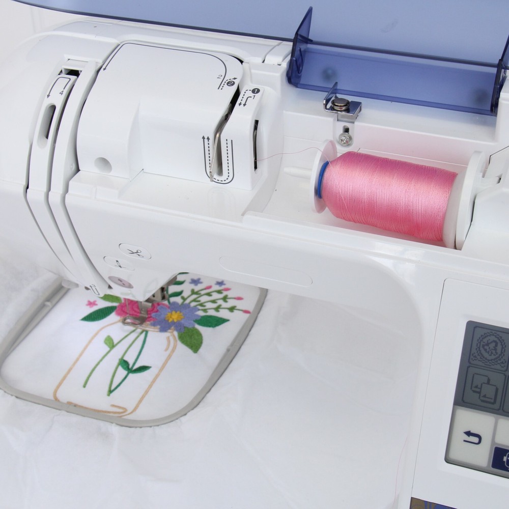 Threadart 20 Cone Polyester Embroidery Machine Thread Set Pink/Blue Colors 1000M