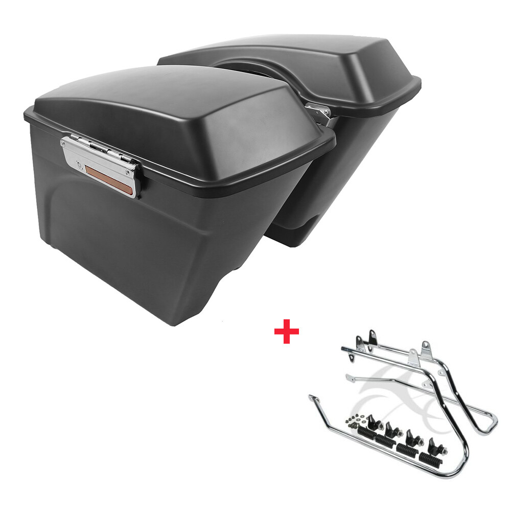 5" Extended Stretched Hard SaddleBags/Conversion Brackets Fit For Harley Softail