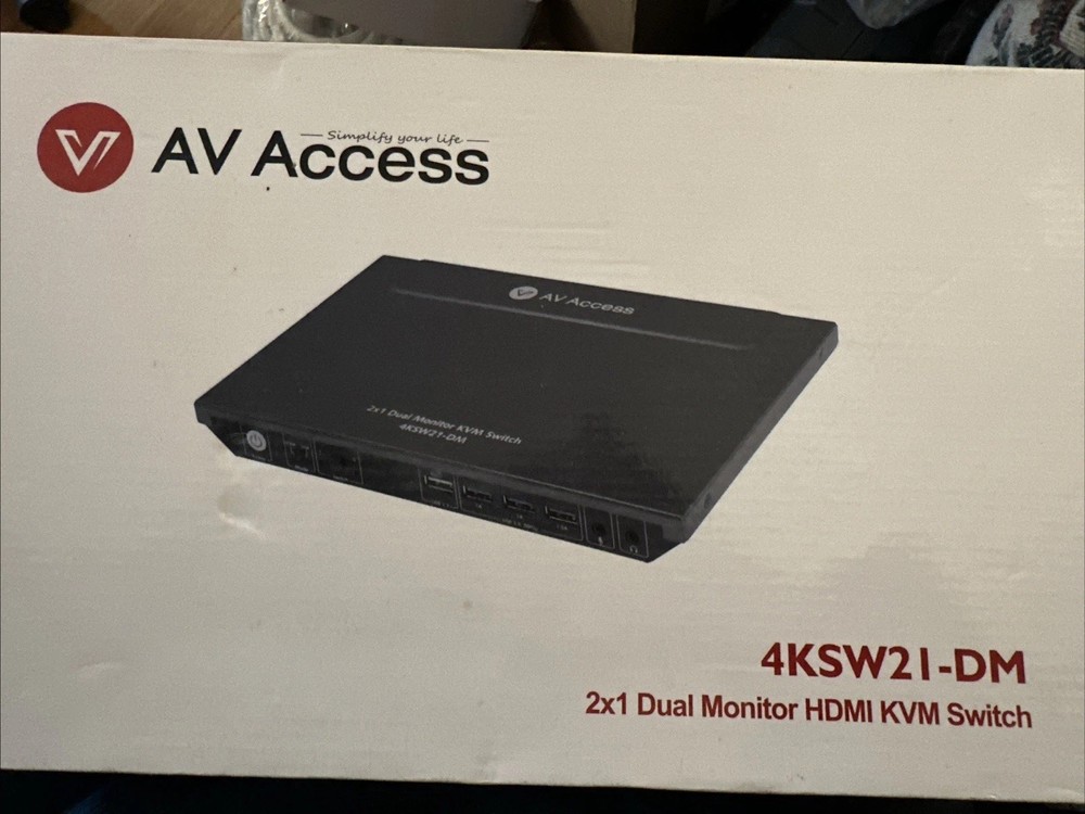 AV Access KVM Switch 2 Monitors 2 Computers, 4 USB, EDID, Fast Hotkey Switch