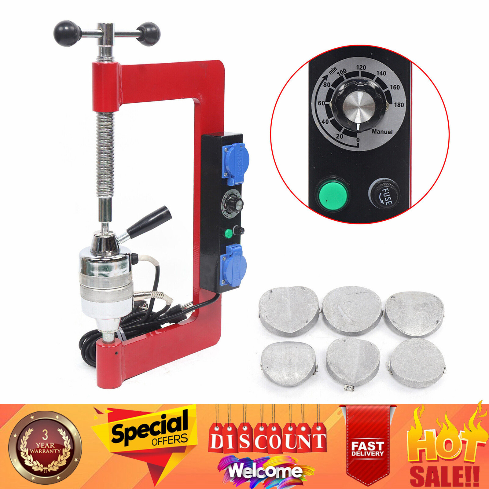 Tire Patch Repair Tool Kit Spot Hot Vulcanizing Machine + 6 Mold Car Vulcanizer