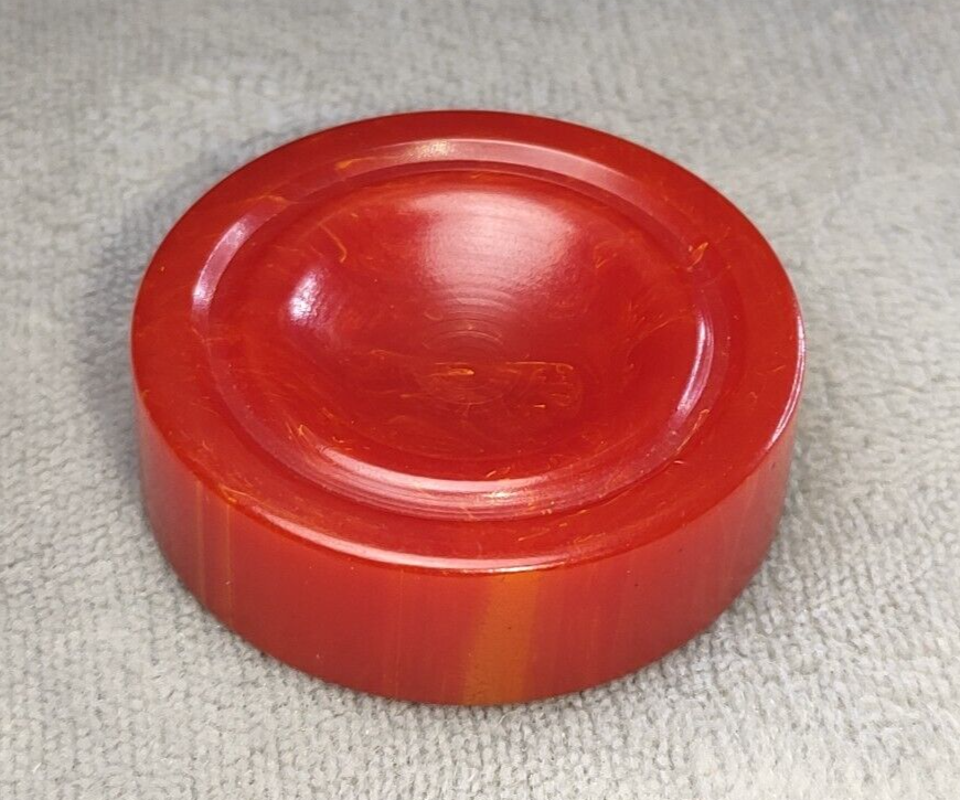 Bakelite Turned Backgammon Chip Cherry Red Swirl 1.22" Replacement 1pc Catalin