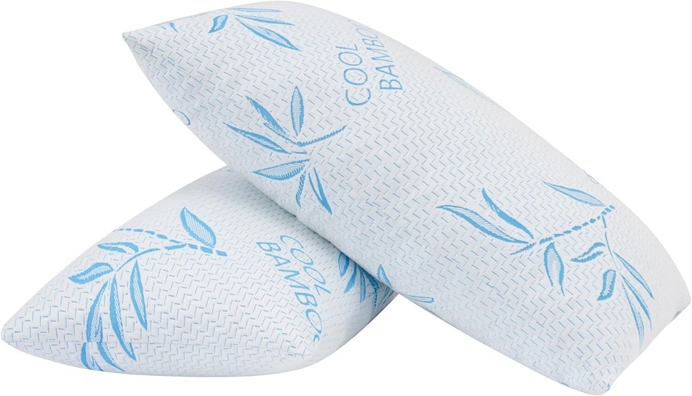 Memory Foam Pillows- Cooling Bamboo Pillows for Sleeping-Adjustable and Washable