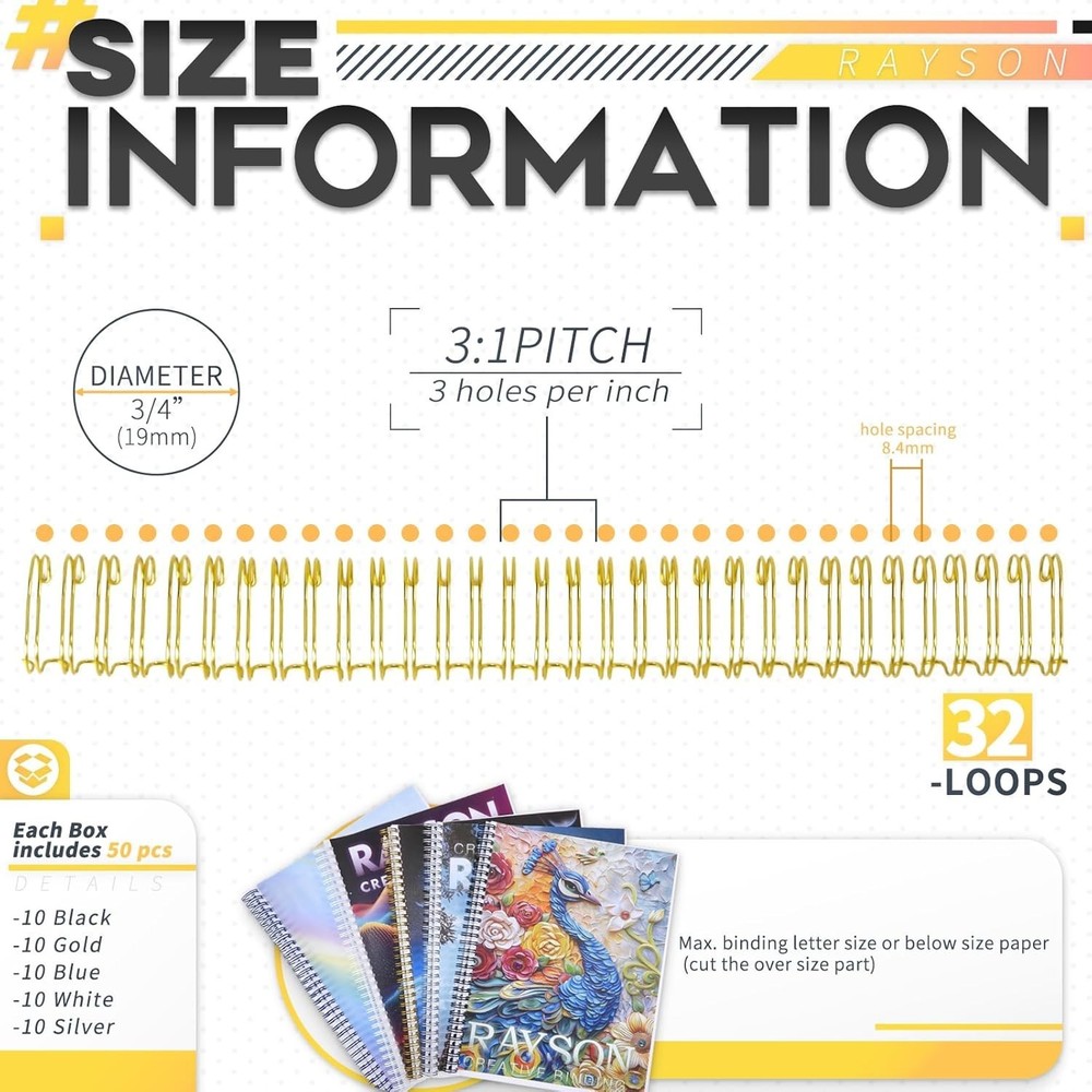 Versatile 3/4 Inch Binding Spines in Multicolor - Perfect for Reports, 50 Pack