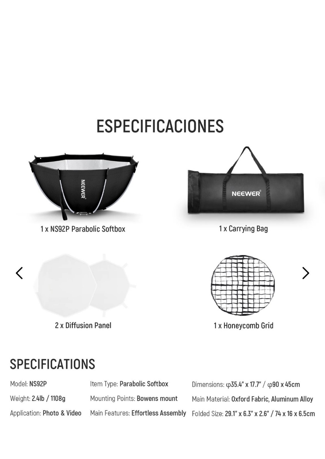 NEEWER 35"/90cm Octagonal Softbox with Quick Release Bowens Mount