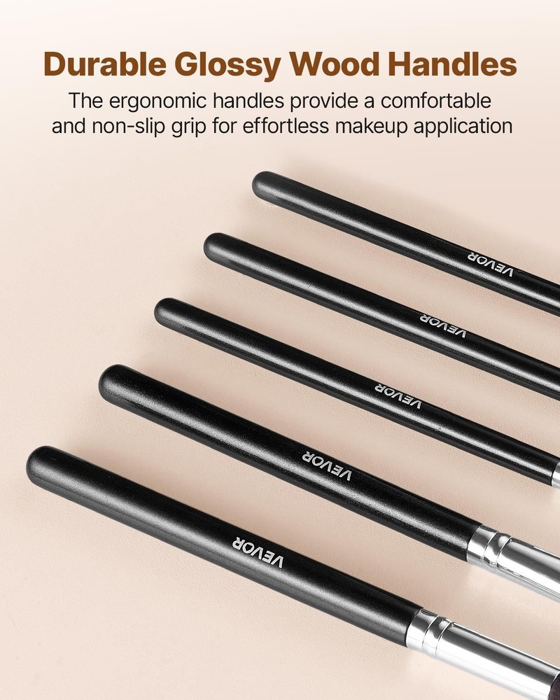 15PCS Soft Bristle Makeup Brushes - Foundation & Eyeshadow Brush Set