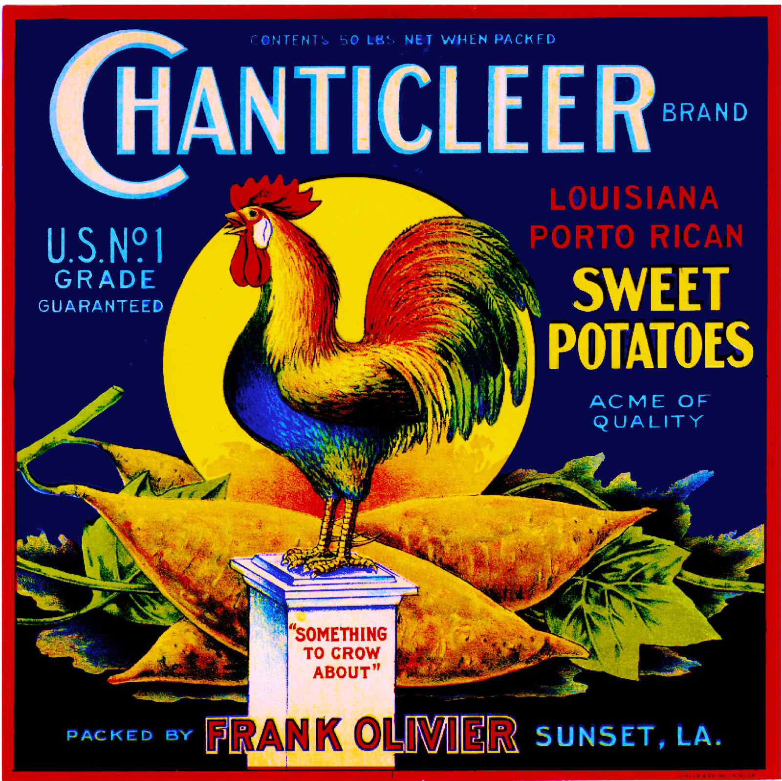 Sunset Louisiana Chanticleer Rooster #2 Sweet Potato Yams Yam Crate Label Print