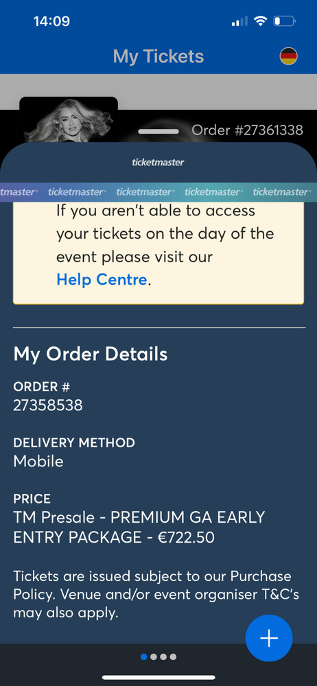 adele concert tickets 4x VIP Early Entry