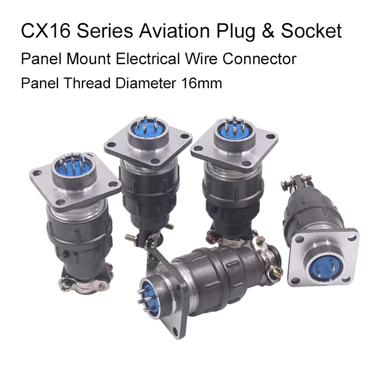 CX16 Series Aviation Plug & Socket Panel Mount Electrical Wire Connector 16mm