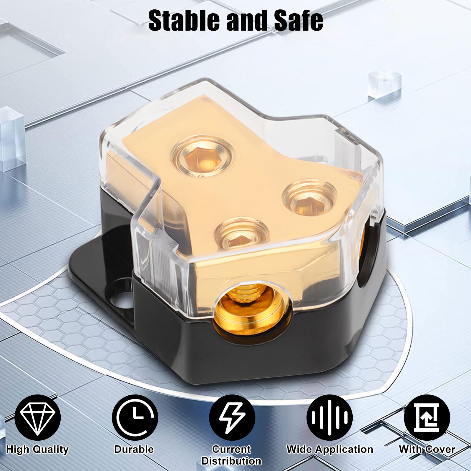 2PCS Power Ground Amp Distribution Block 0/2/4 Gauge Input 4/6/8 Gauge Output