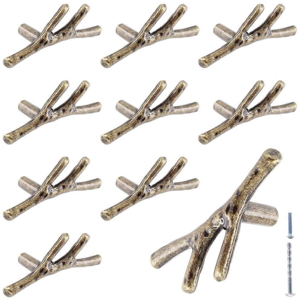 Bivethoi 10 Pack Twig Branch Cabinet Knobs Antique Bronze Tree Branch Handles...
