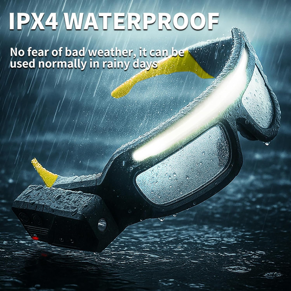 1 Pack LED Glasses Rechargeable Headlight Motion Sensor Touch Control 5 Modes