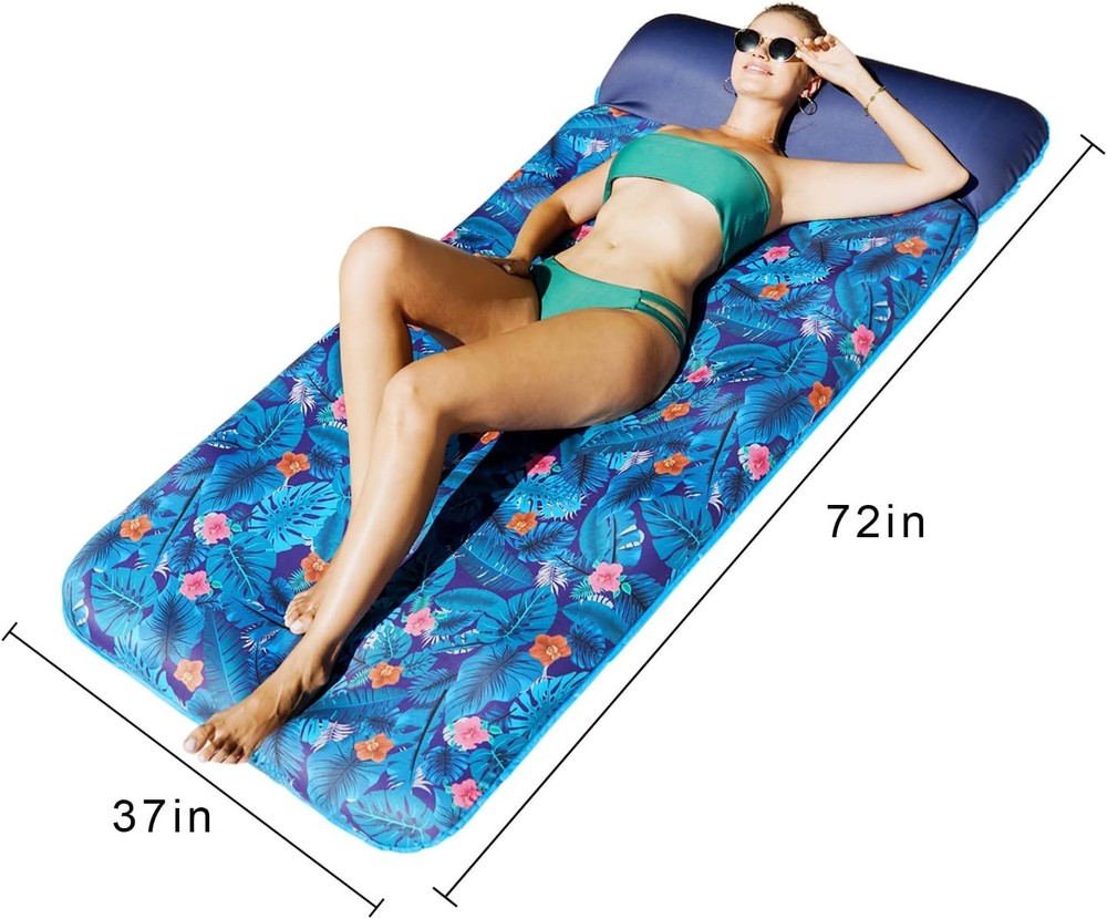 Oversized Pool Float Lounge, 72" X 37" Extra Large Fabric(XL, Monstera)