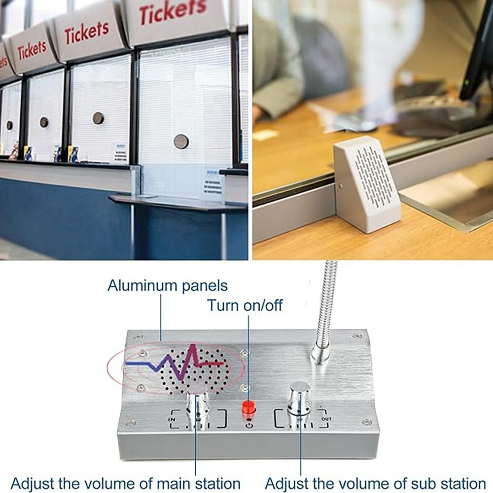 Two Way Window Intercom Speaker with Mute Function for Bank Office Hospital