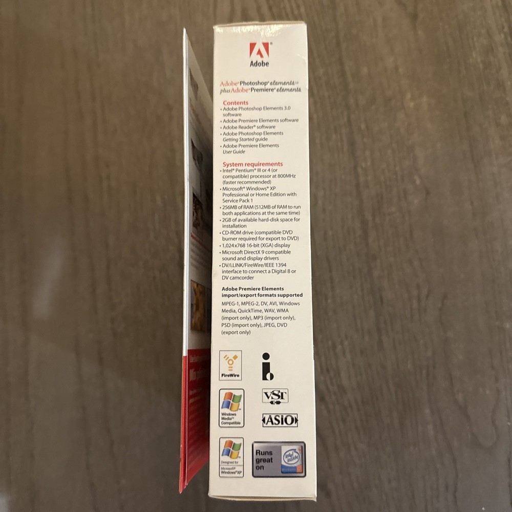 Adobe Photoshop Elements 3.0 PLUS Adobe Premiere Elements, for XP NEW SEALED!