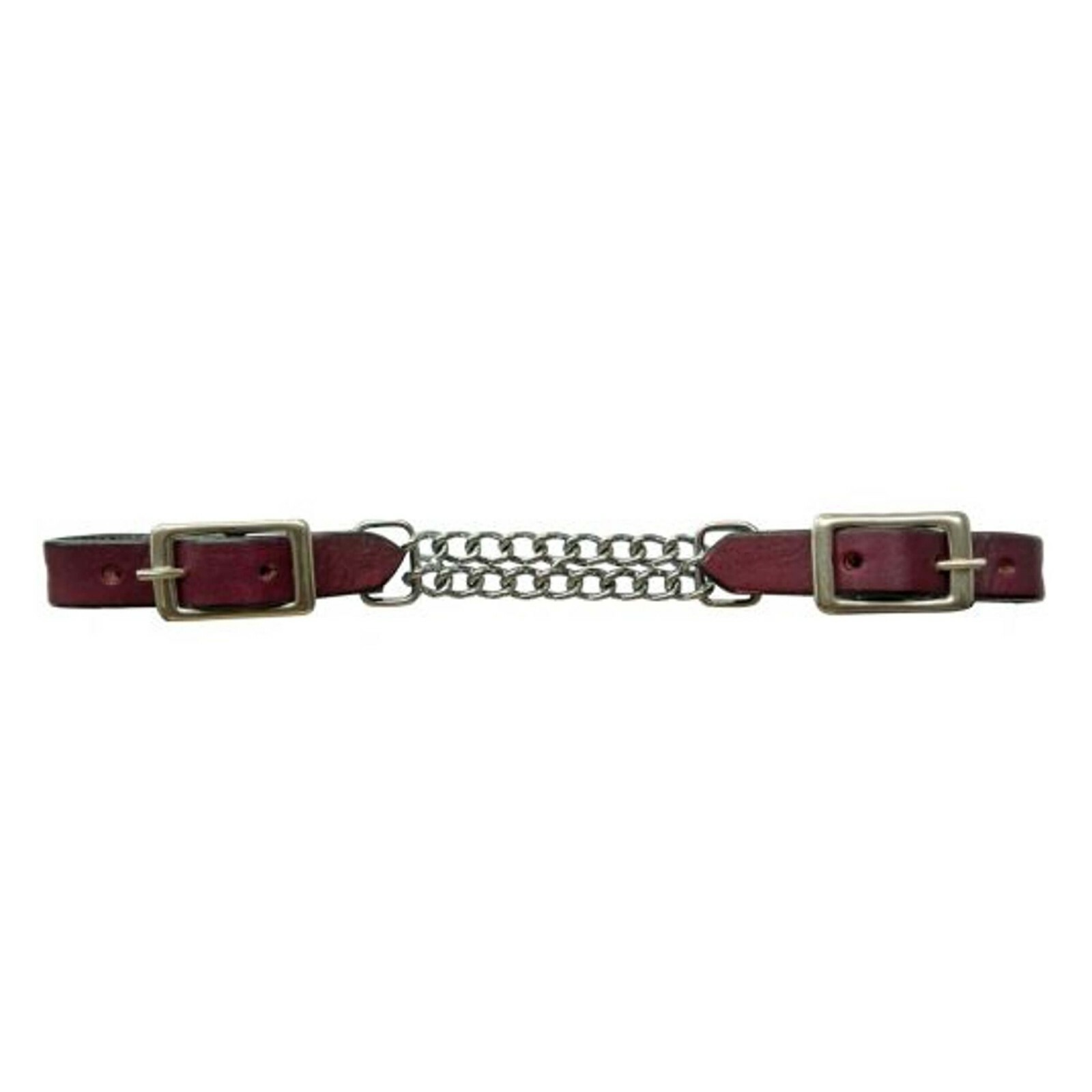 Leather curb double chain strap by Saddles & Such