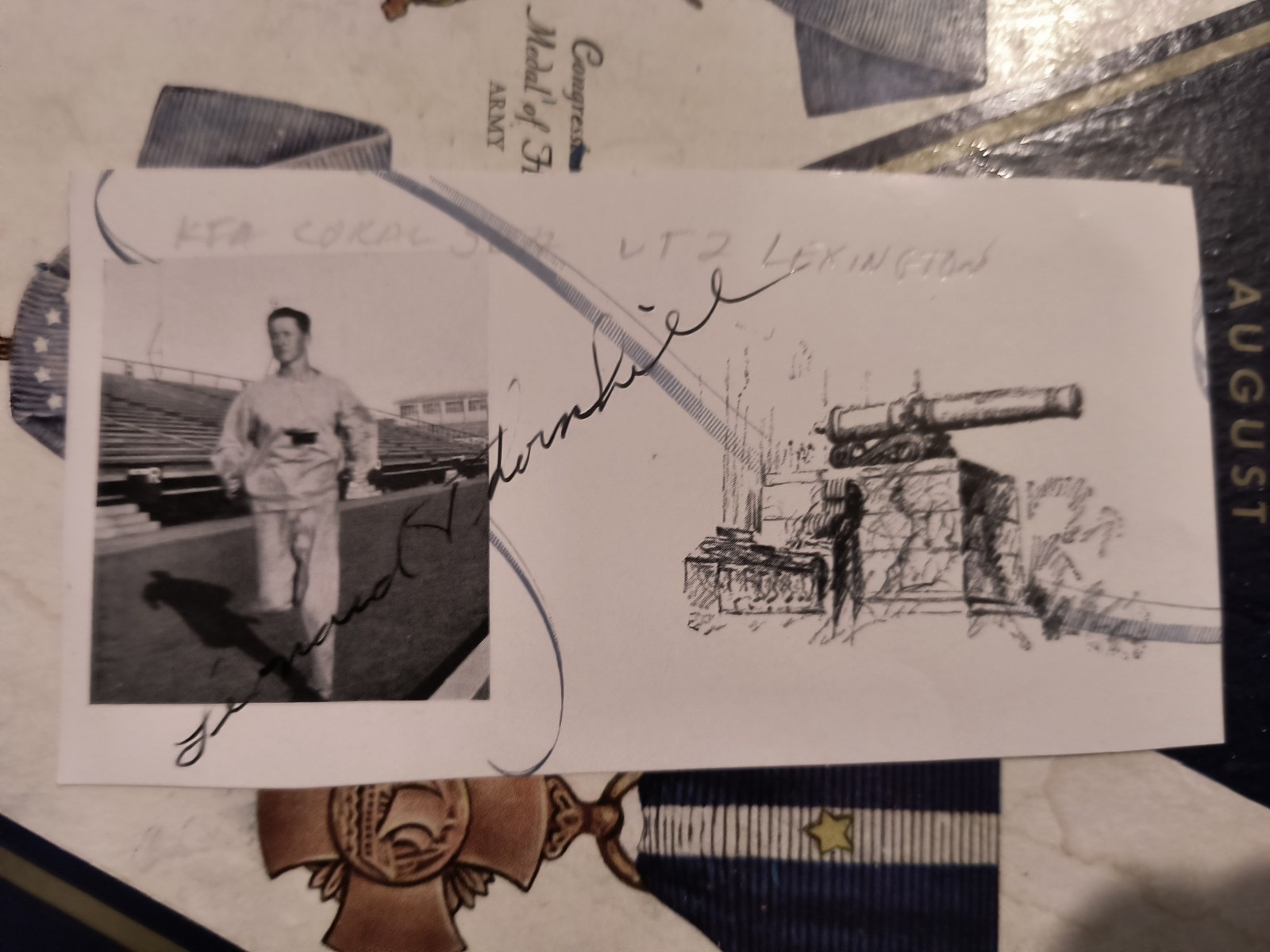 Lt.(jg) LEONARD WILSON THORNHILL KIA Coral Sea VT-2 Signed USNA 1938 Photo