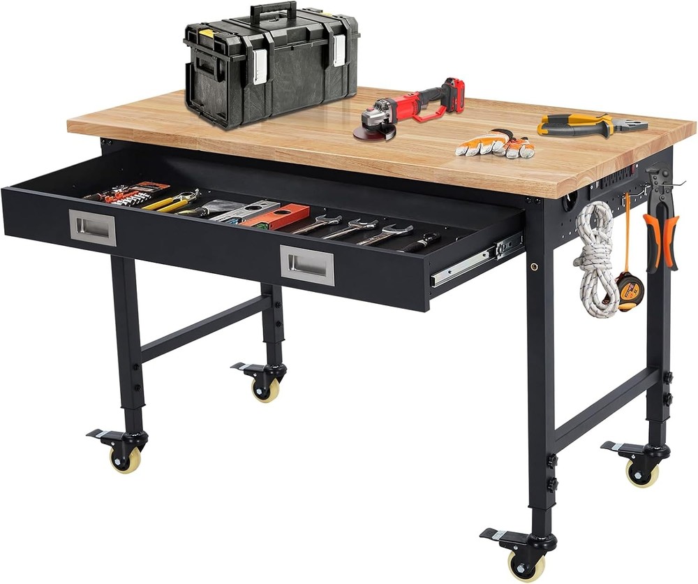 48"X 24" Workbench Adjustable Work Bench Garage Workbench W Drawers for Workshop
