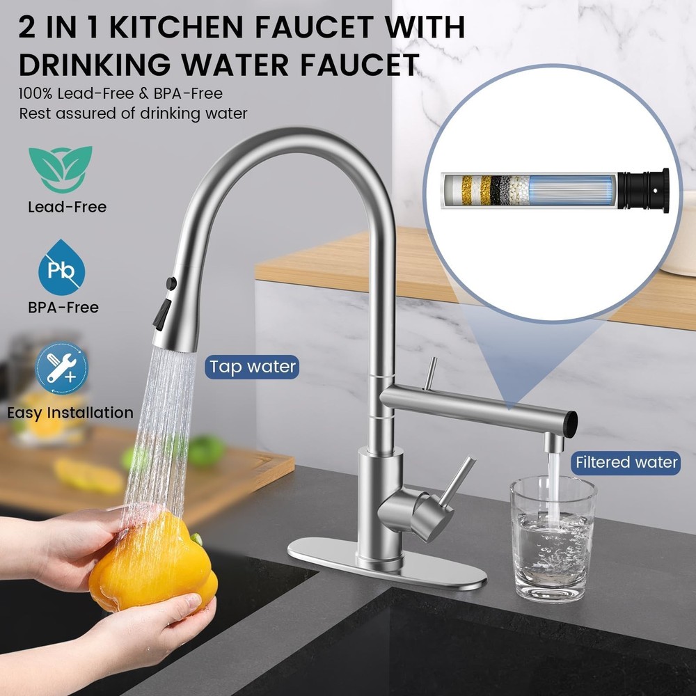 Kitchen Faucets, Upgraded Filter Water Kitchen Faucet with Pull Down Sprayer,...