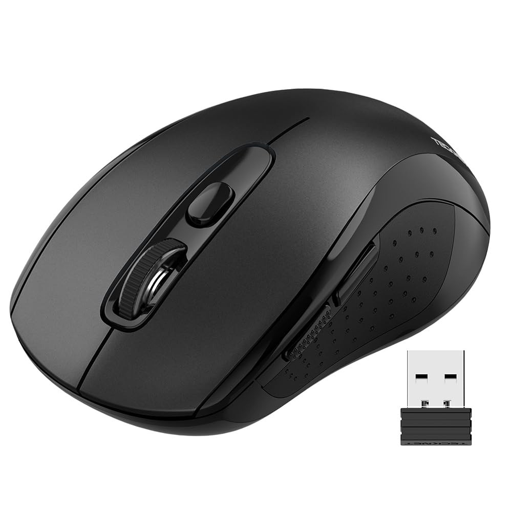 Silent Wireless Mouse, Bluetooth 5.0, 2.4G, 4000DPI, 6 Button, USB-A Receiver