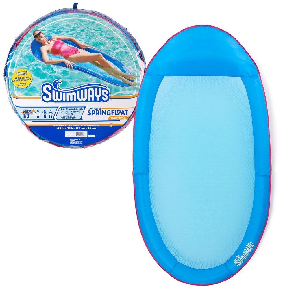 SwimWays Spring Float Premium Hammock Pool Lounger, Inflatable Pool Floats Ad...