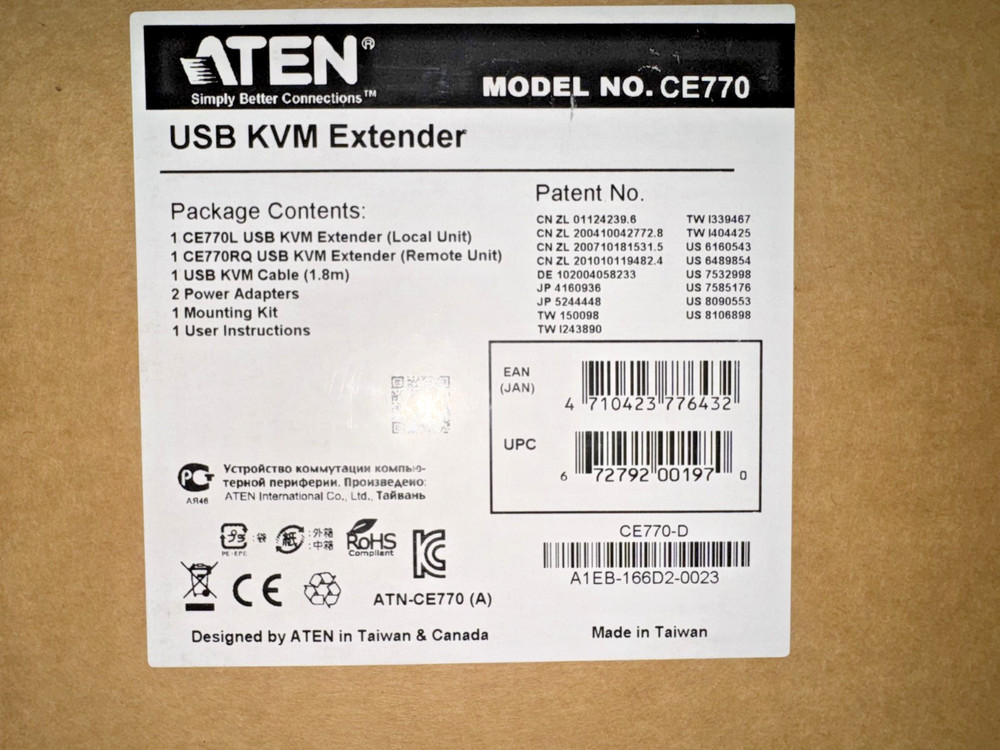 ATEN CE770L USB KVM Extender With Cables & Adapters