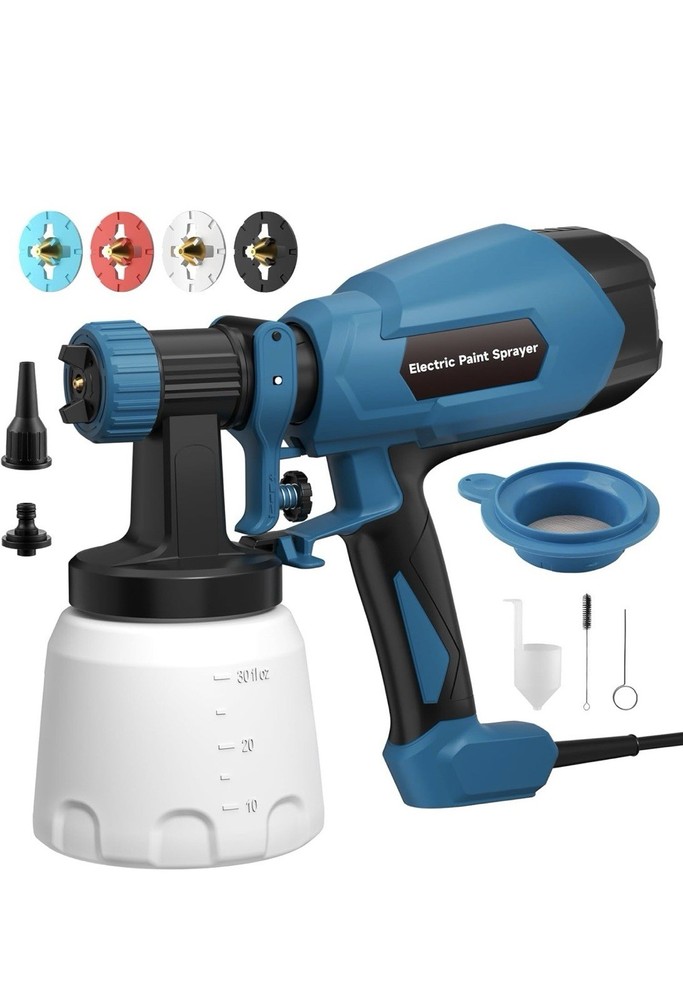 Handheld HVLP Paint Sprayer, Adjustable Pattern & Flow, Easy Clean, 30oz, 2.65lb