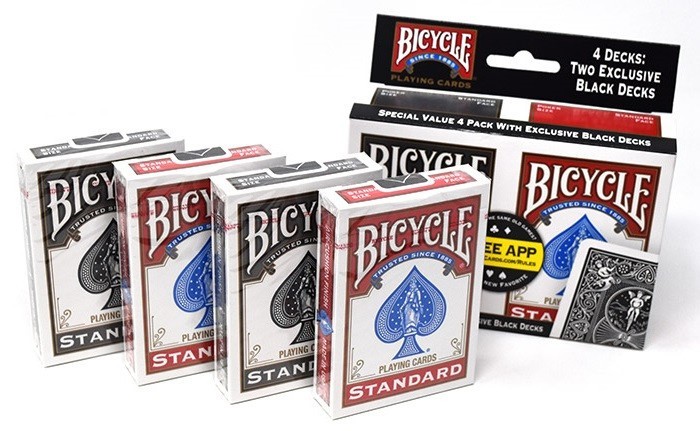 [NEW] Bicycle Playing Cards Special Value 4 Pack With Exclusive Black Decks QTY+