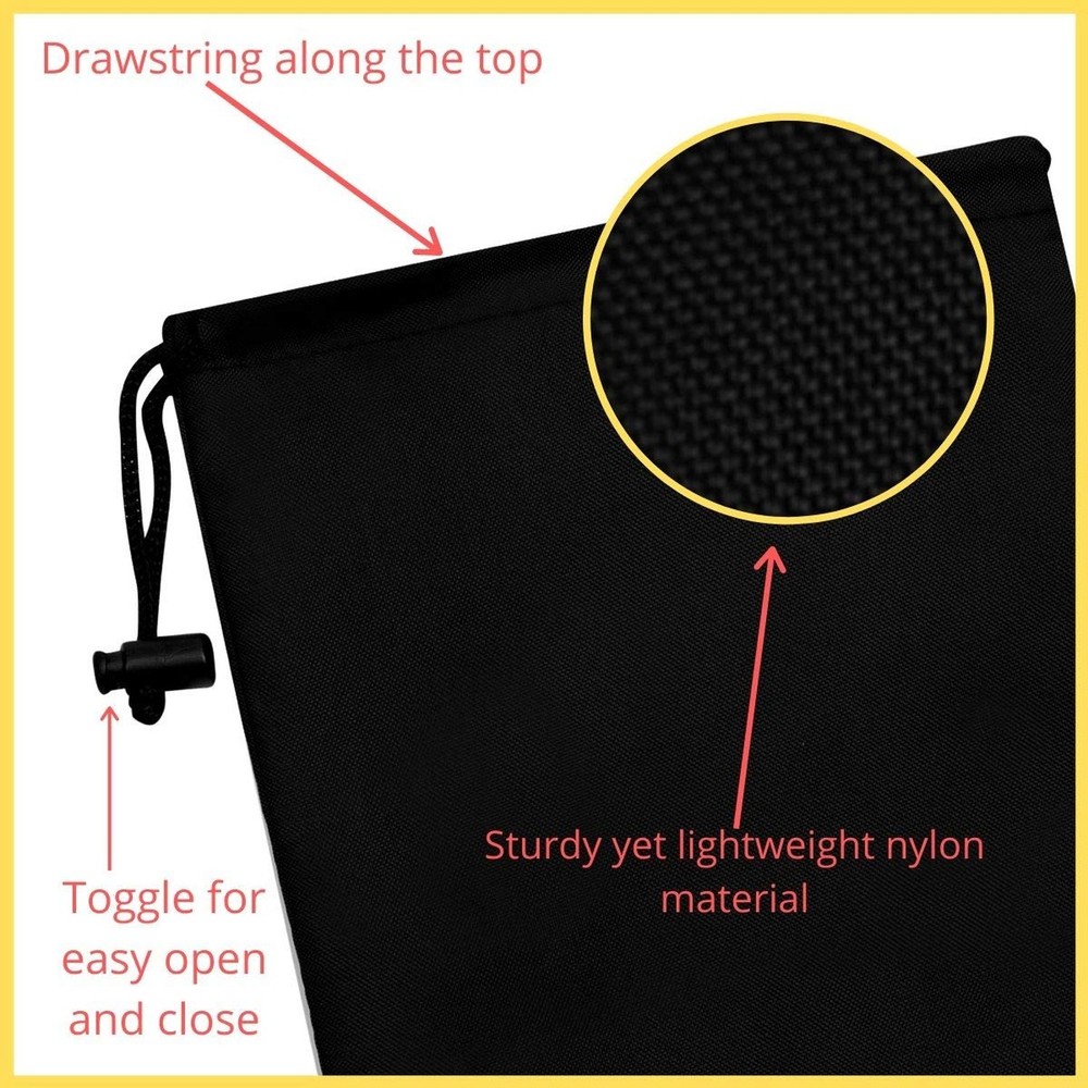 Drawstring Bag - Nylon Cinch and Ditty Stuff Pouch with Toggle (7 x 9-12 pack...