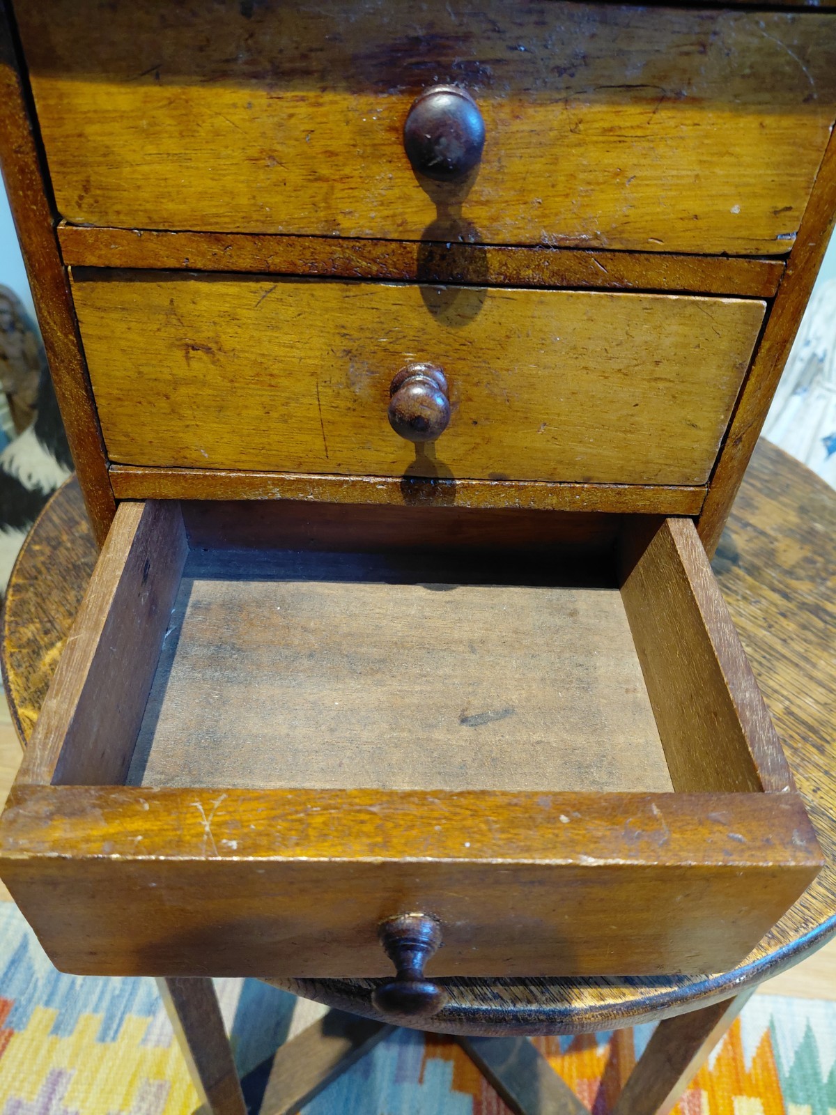 A Victorian Apprentice Piece Chest Of Drawers, Desktop 3 Drawers In Mahogany.