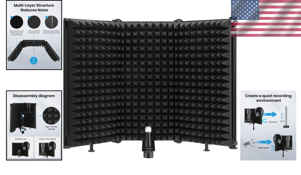 Foldable Microphone Isolation Shield for Superior Sound Quality & Flexibility