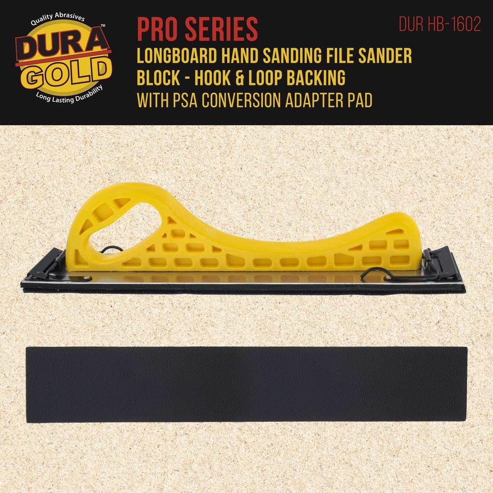 Longboard Hand Sanding Block, Hook & Loop, PSA Adapter Pad, Clip-On Sandpaper