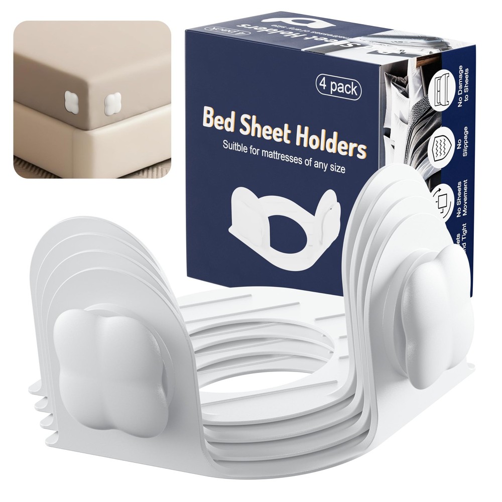 Bed Sheet Holders for Corners, 4-Pack Fitted Sheet Holder Keep Sheets Firm,Fi...